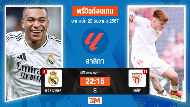 วิเคราะห์ฟุตบอล ลาลิกา  ระหว่าง เรอัล มาดริด พบ เซบีย่า