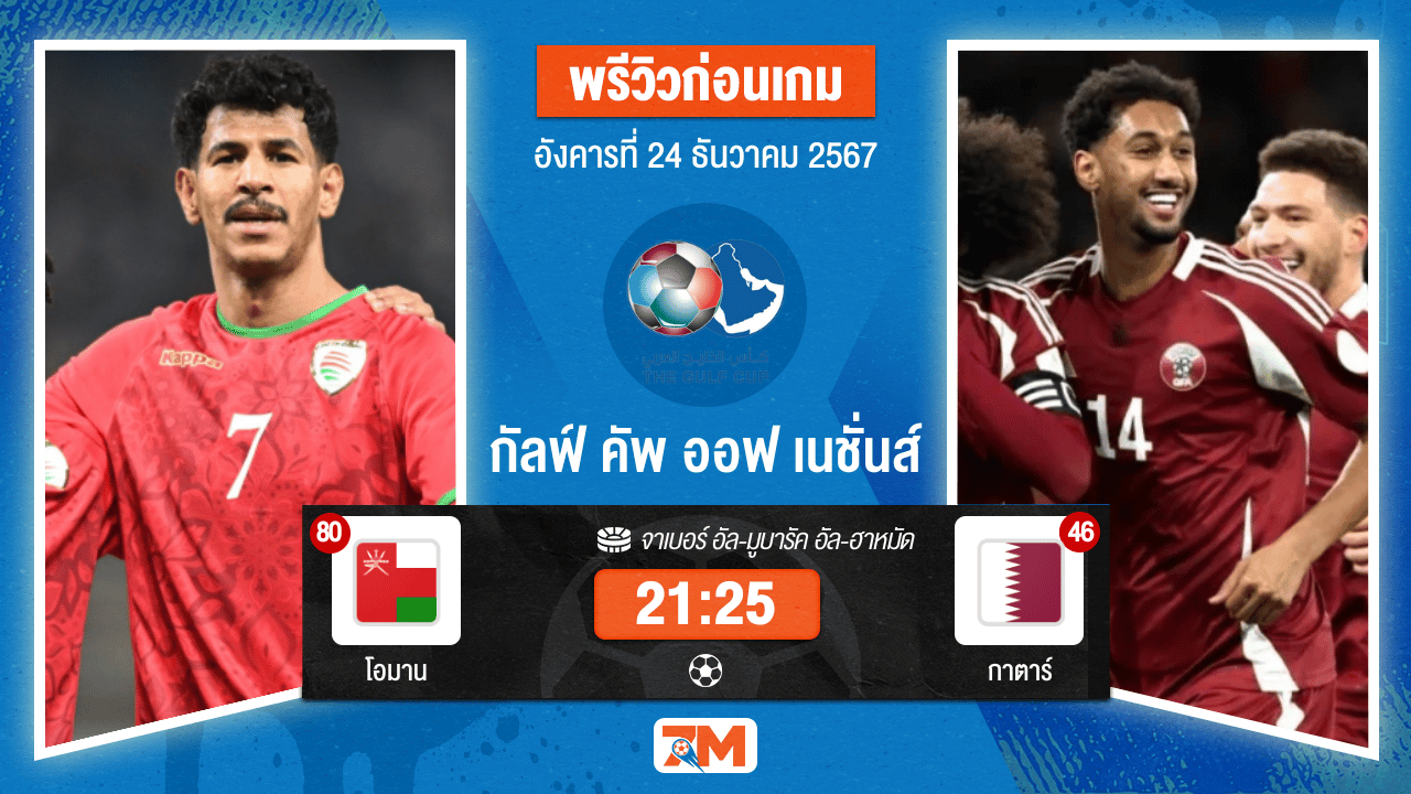วิเคราะห์ฟุตบอล กัลฟ์ คัพ ออฟ เนชั่นส์ ระหว่าง โอมาน พบ กาตาร์