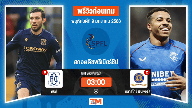 วิเคราะห์ฟุตบอลสกอตติชพรีเมียร์ชิป ระหว่าง ดันดี พบ กลาสโกว์เรนเจอร์ส