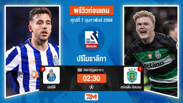 วิเคราะห์ฟุตบอลปรีไมราลีกา ระหว่าง ปอร์โต้ พบ สปอร์ติ้งลิสบอน