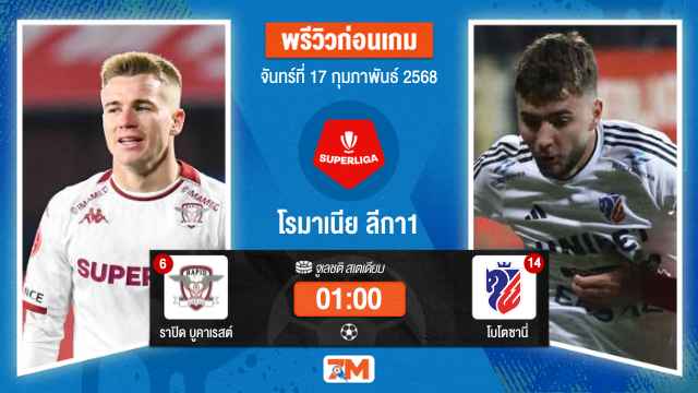 วิเคราะห์ฟุตบอลโรมาเนีย ลีกา1 ระหว่าง ราปิด บูคาเรสต์ พบ โบโตซานี่