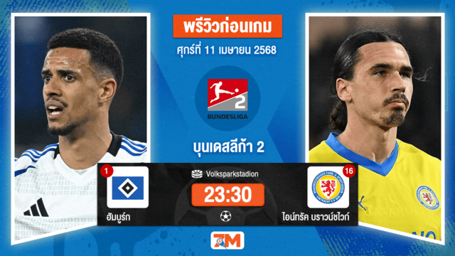วิเคราะห์ฟุตบอล บุนเดสลีก้า 2 เยอรมัน ระหว่าง ฮัมบูร์ก พบ ไอน์ทรัค บราวน์ชไวก์