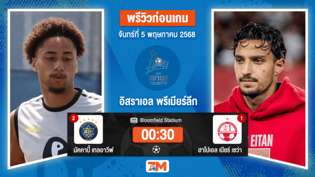 วิเคราะห์ฟุตบอล อิสราเอล พรีเมียร์ลีก ระหว่าง มัคคาบี้เทลอาวีฟ พบ ฮาโปเอล เบียร์ เชว่า