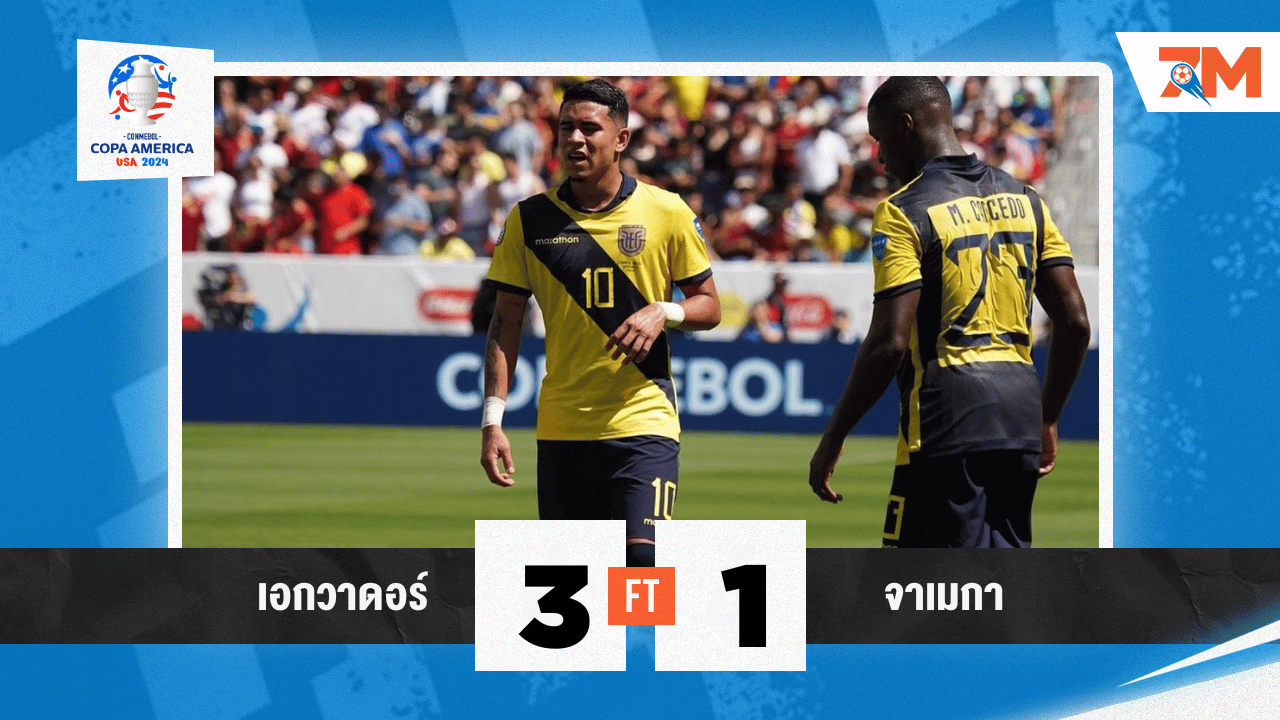 เอกวาดอร์เฉือนจาเมกา 3-1 ลุ้นเข้ารอบโคปาฯ ชน "จังโก้" นัดสุดท้าย