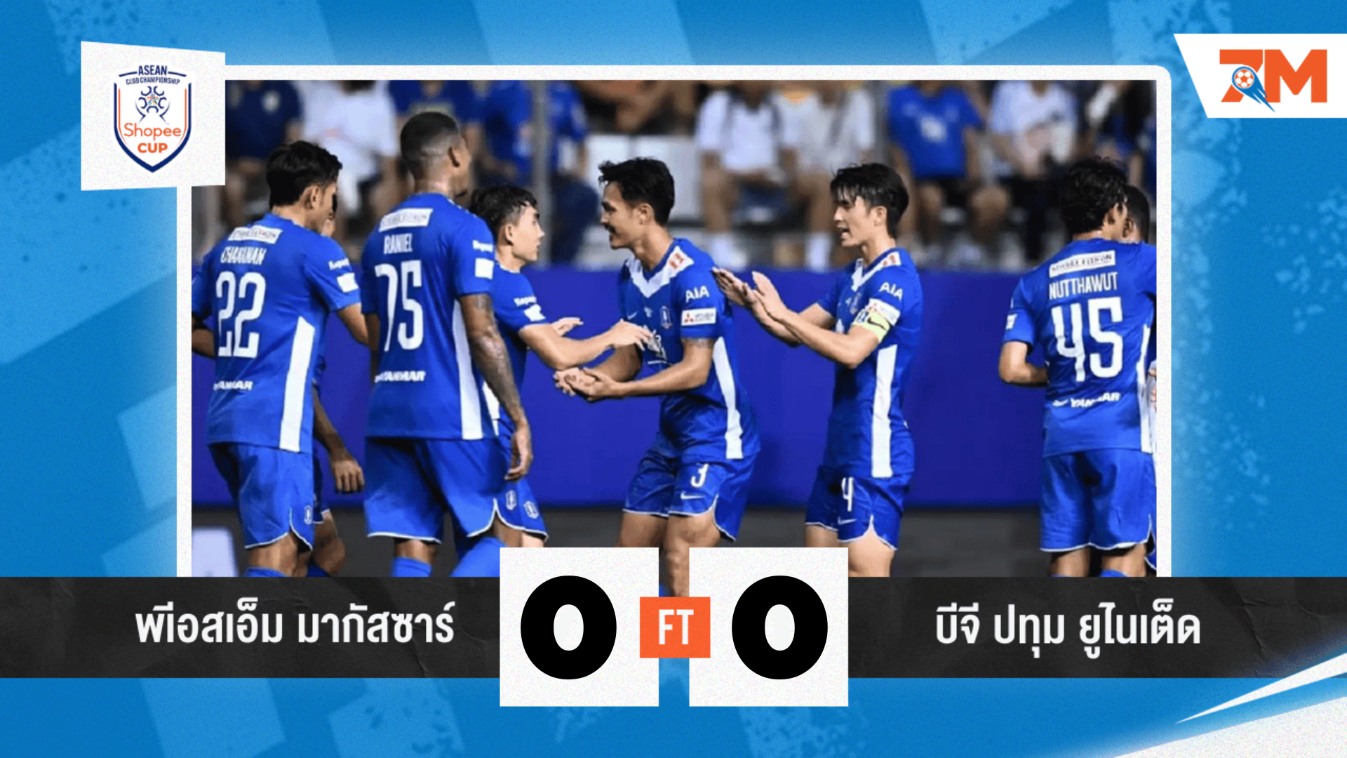 ผลบอลวันนี้ แบ่งแต้มกันไป! บีจี ปทุมฯ บุกเจ๊า พีเอสเอ็ม มากัสซาร์ ฟุตบอลชิงแชมป์สโมสรอาเซียน