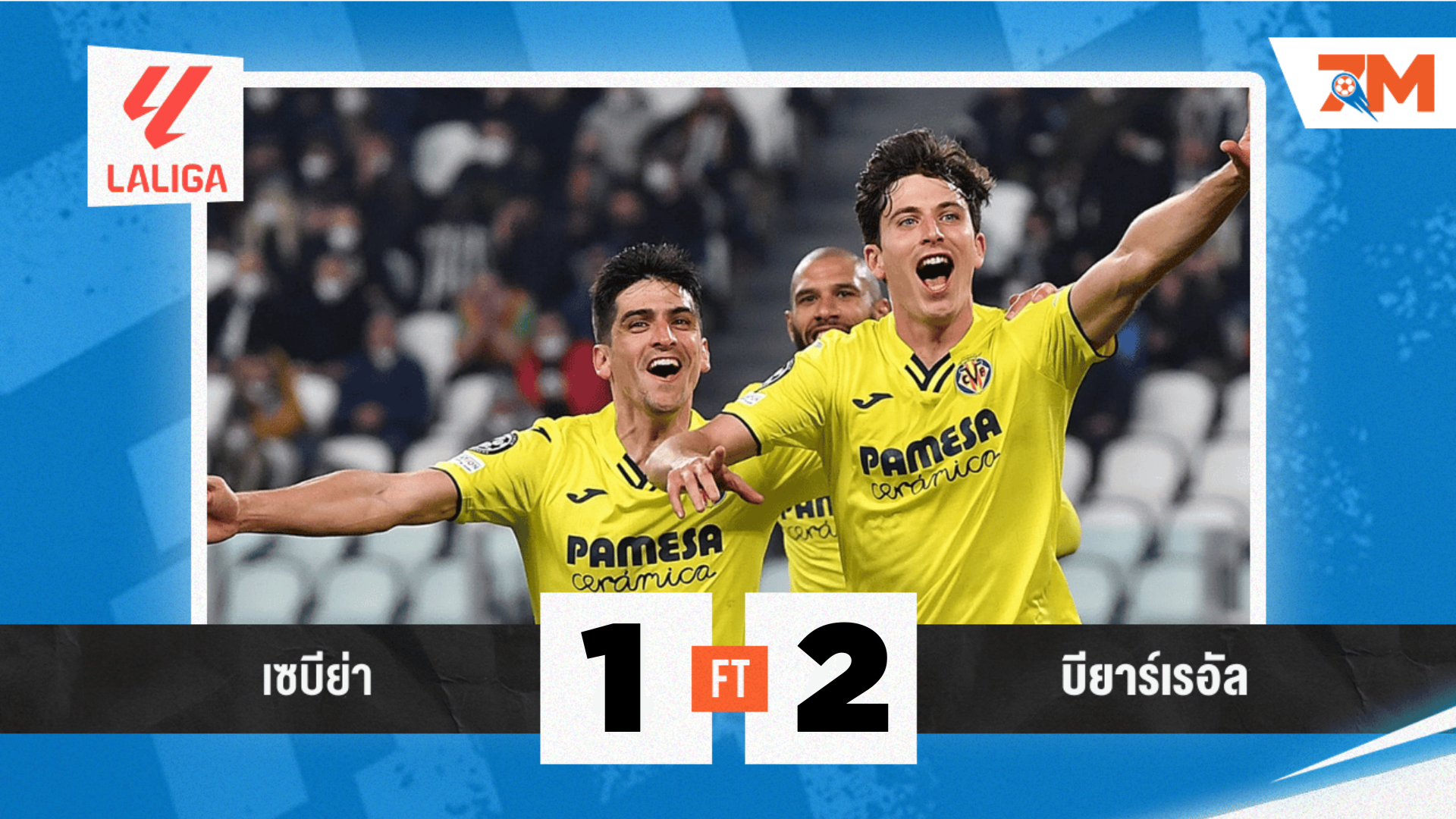 ผลบอลวันนี้ เซบีย่า พลาดท่าช่วงทดเวลาแพ้ บียาร์เรอัล 1-2