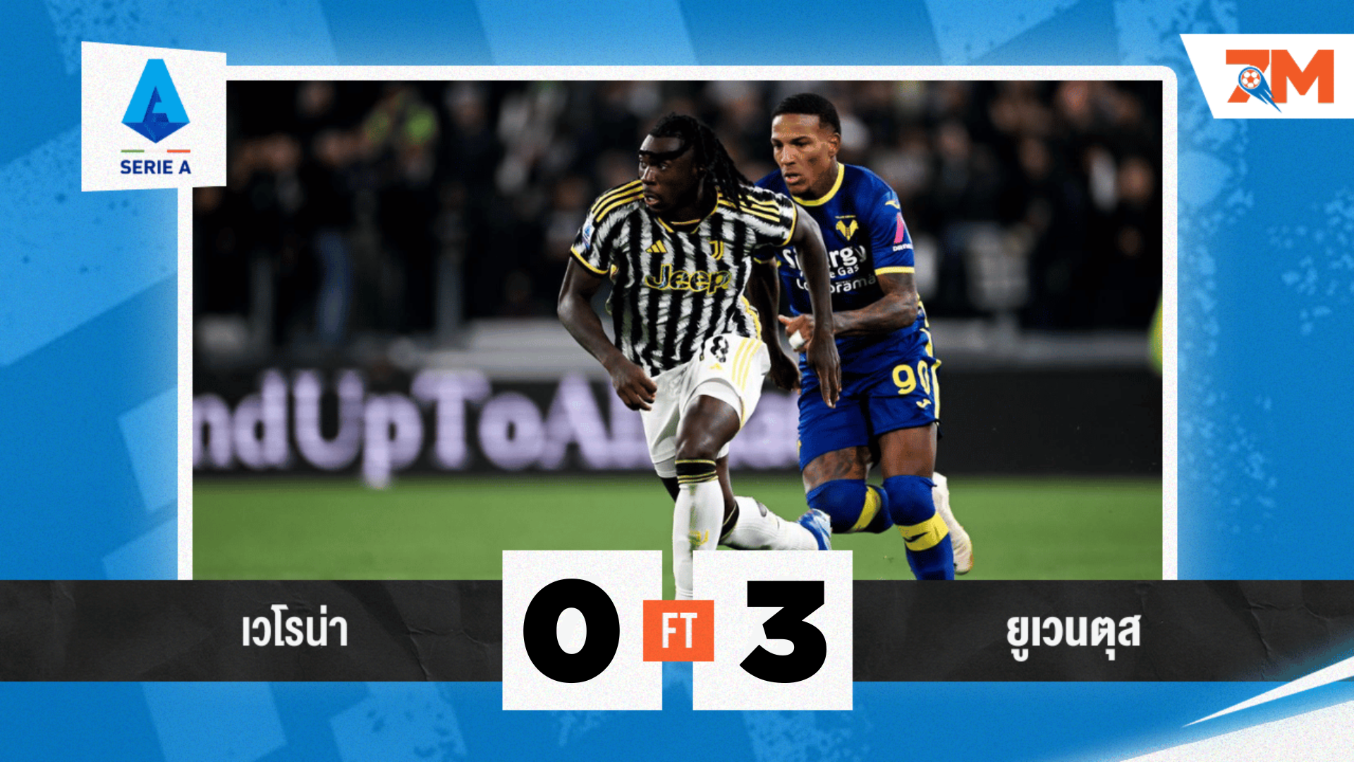 ผลบอลวันนี้ ยูเวนตุส โชว์ฟอร์มโหดถล่ม เวโรน่า 3-0