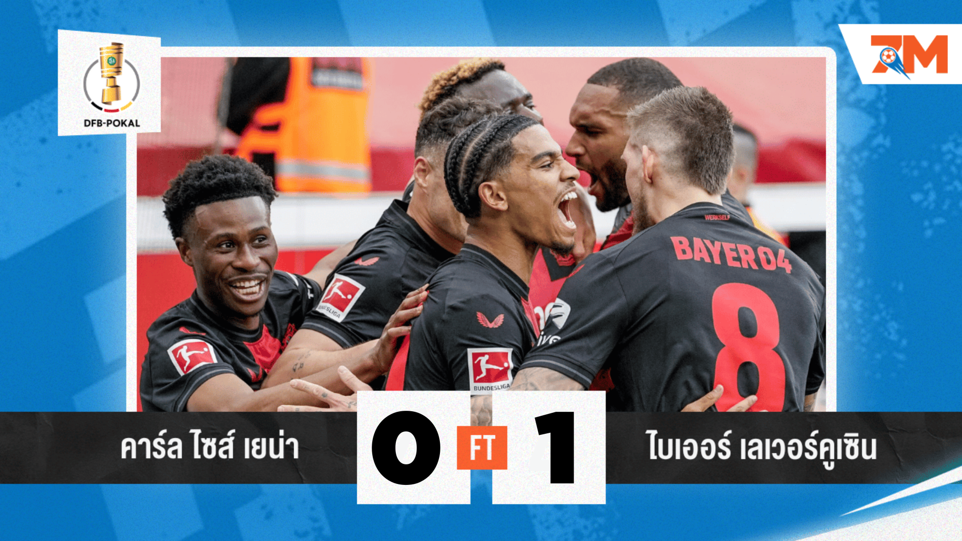 ผลบอลวันนี้ ไบเออร์ เลเวอร์คูเซิน 1-0 คาร์ล ไซส์ เยน่า