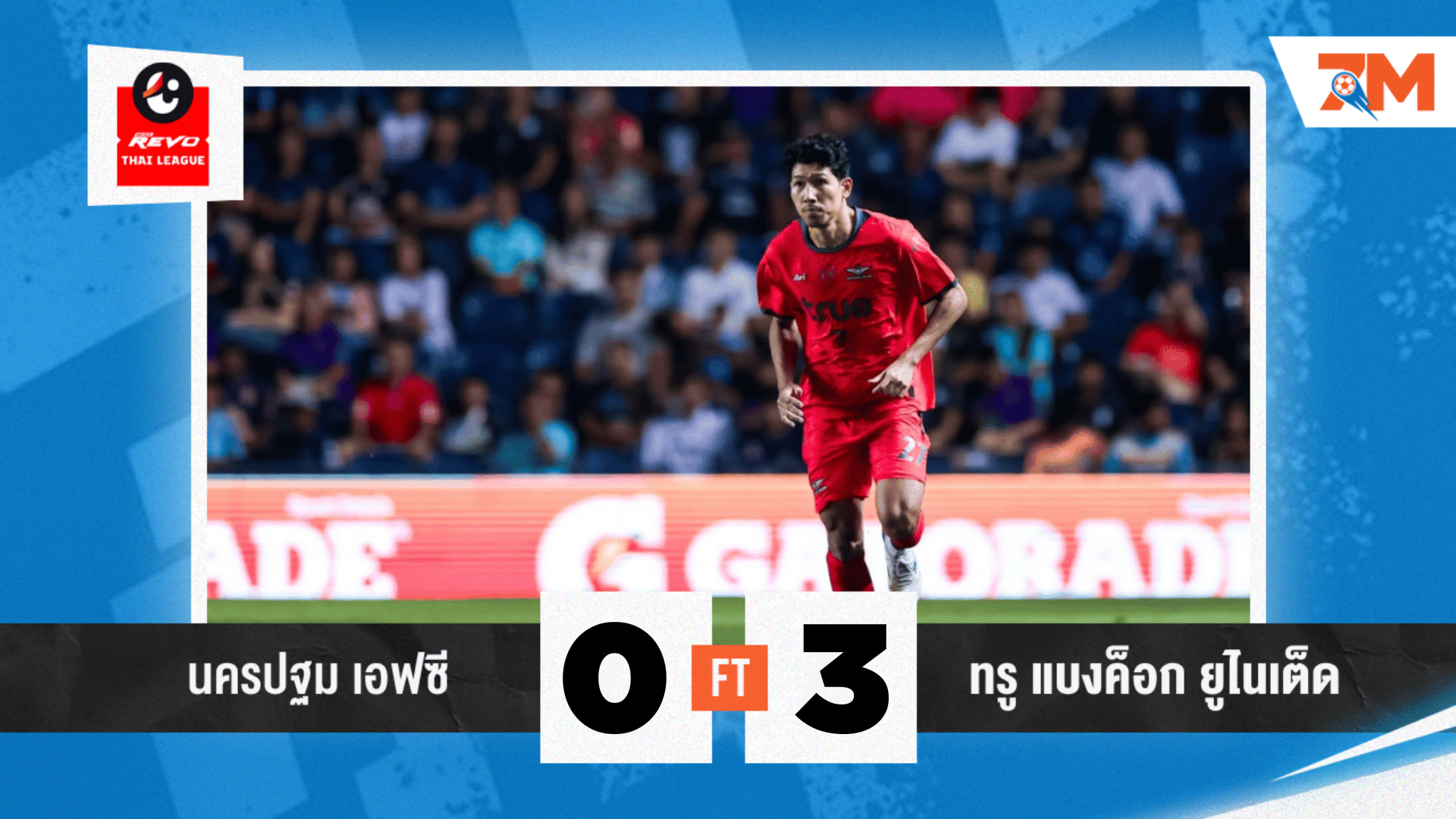 ผลบอลวันนี้ นครปฐม ยูไนเต็ด 0-3 ทรู แบงค็อก ยูไนเต็ด