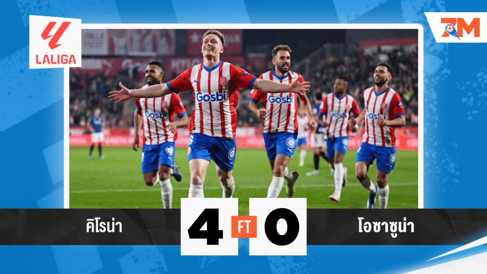 ผลบอลวันนี้ คิโรน่า บุกชนะ โอซาซูน่า ขาดลอย 4-0 ศึกฟุตบอลลาลีกา