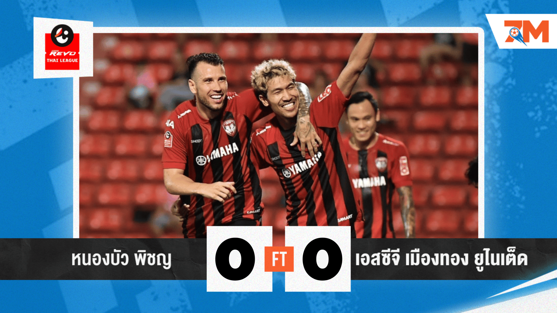 ผลบอลวันนี้ หนองบัว พิชญ พบ เอสซีจี เมืองทอง ยูไนเต็ด เสมอ 0-0