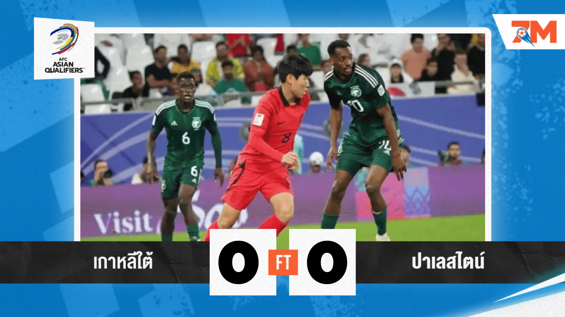 ผลบอลวันนี้ เกาหลีใต้ จบไม่คม เปิดบ้านเสมอ ปาเลสไตน์ 0-0