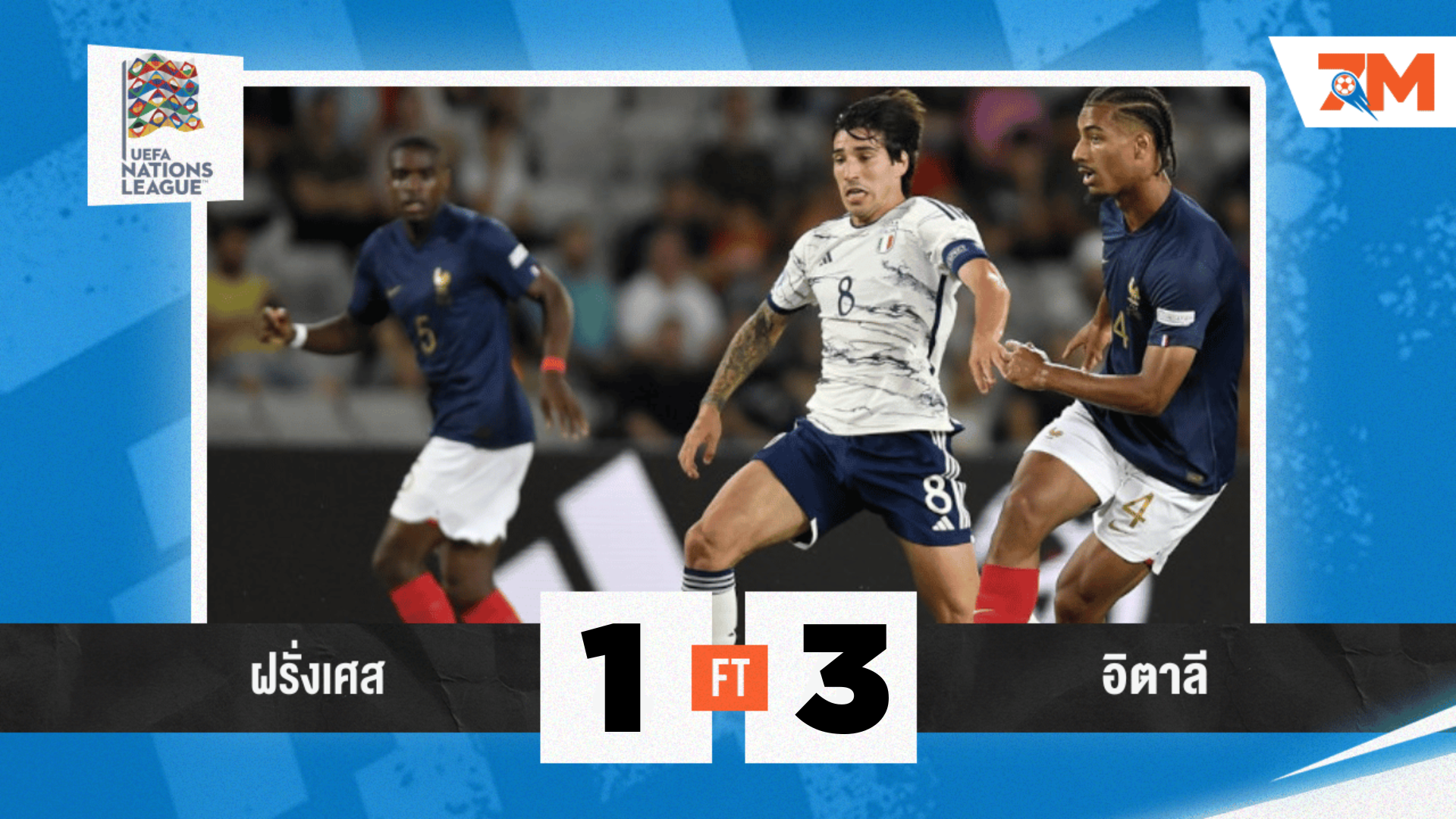 ผลบอลวันนี้ อิตาลี พลิกแซง ฝรั่งเศส 3-1 ฟุตบอลเนชั่นส์ลีก