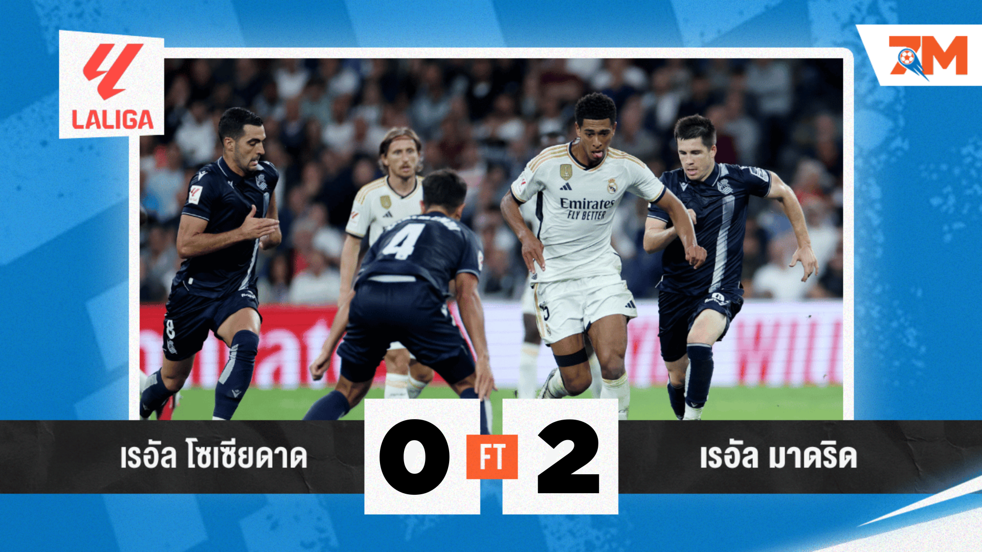 ผลบอลวันนี้ เรอัลมาดริด ยิงสองจุดโทษสังหาร เรอัล โซเซียดาด 2-0