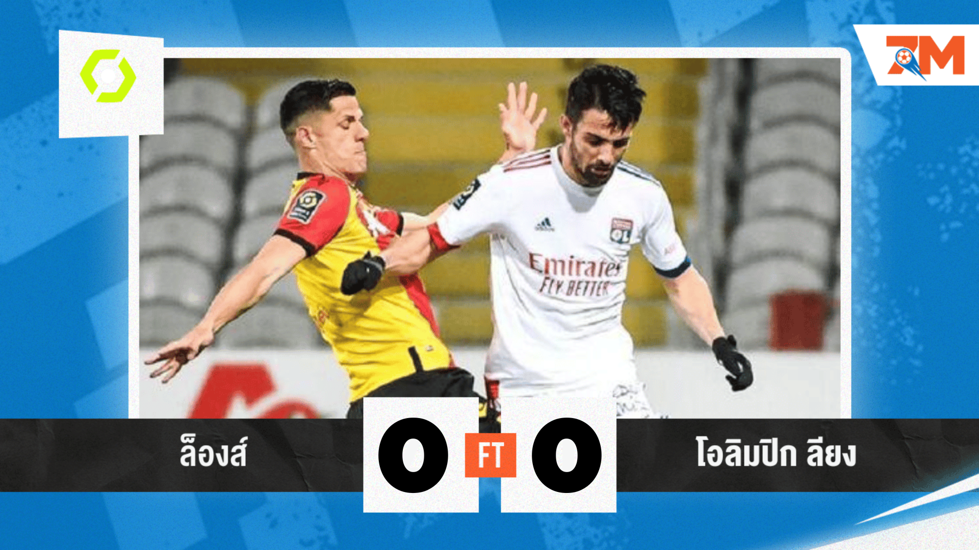 ผลบอลวันนี้ เกมฝืดหนัก! ล็องส์ ทำได้แค่เจ๊า ลียง 0-0