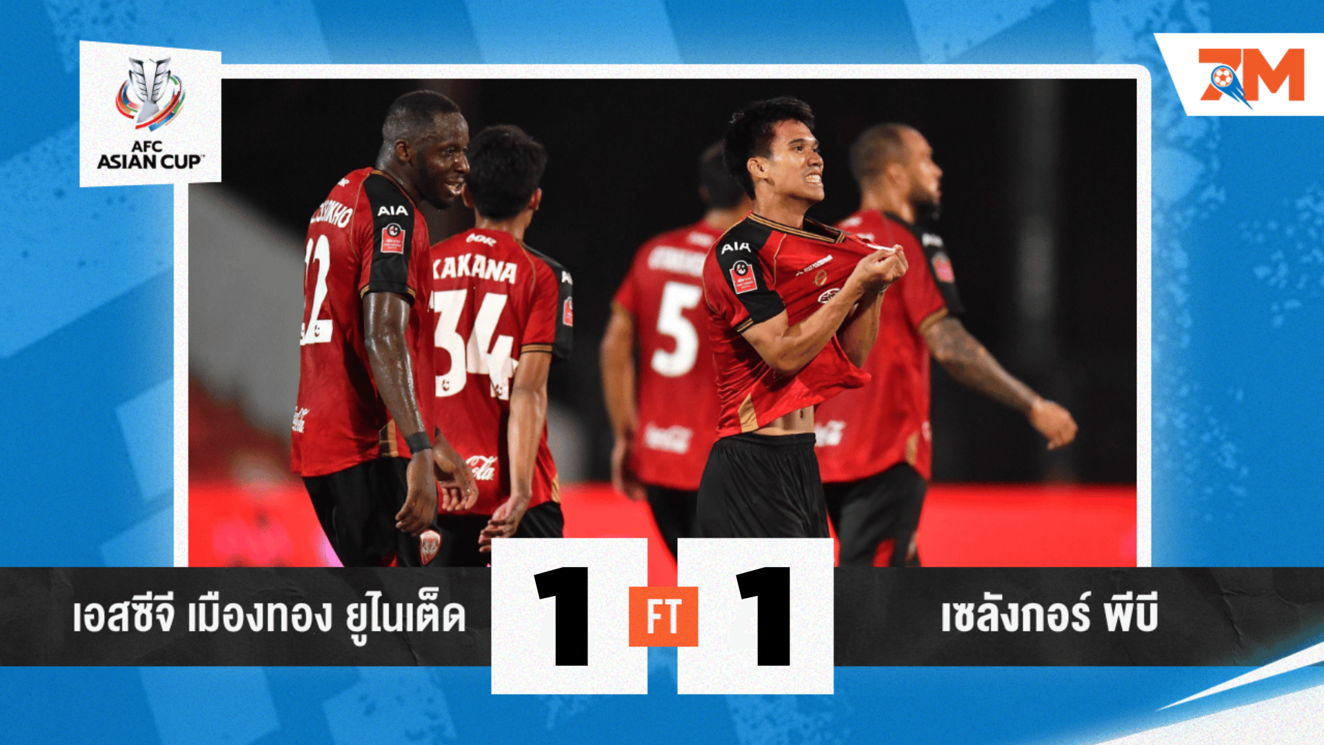 ผลบอลวันนี้ เมืองทอง ยูไนเต็ด ตามตีเสมอ เซลังกอร์ 1-1