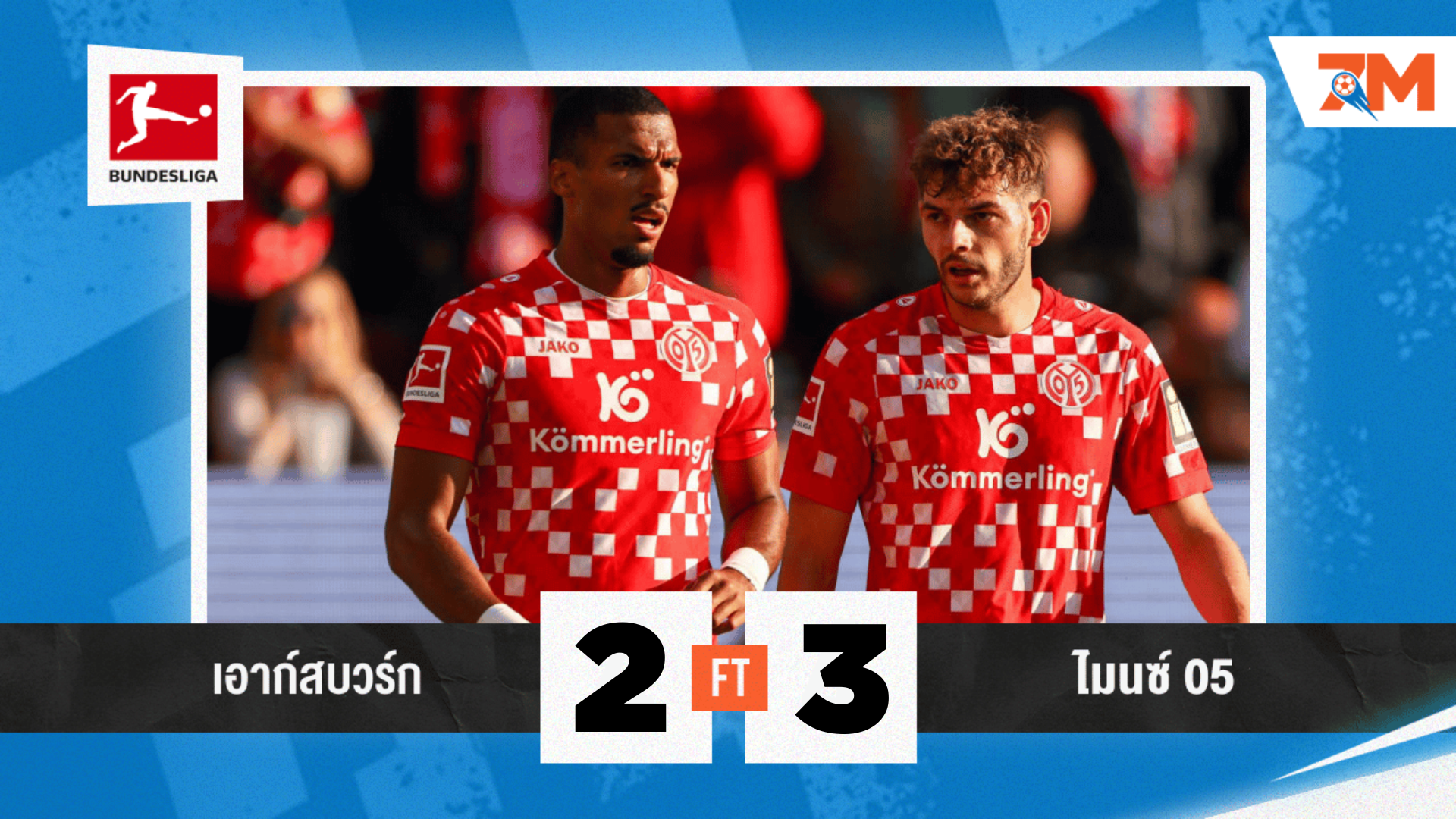 ผลบอลวันนี้ ไมนซ์ 05 โชว์ฟอร์มเหนือ เอาก์สบวร์ก 3-2