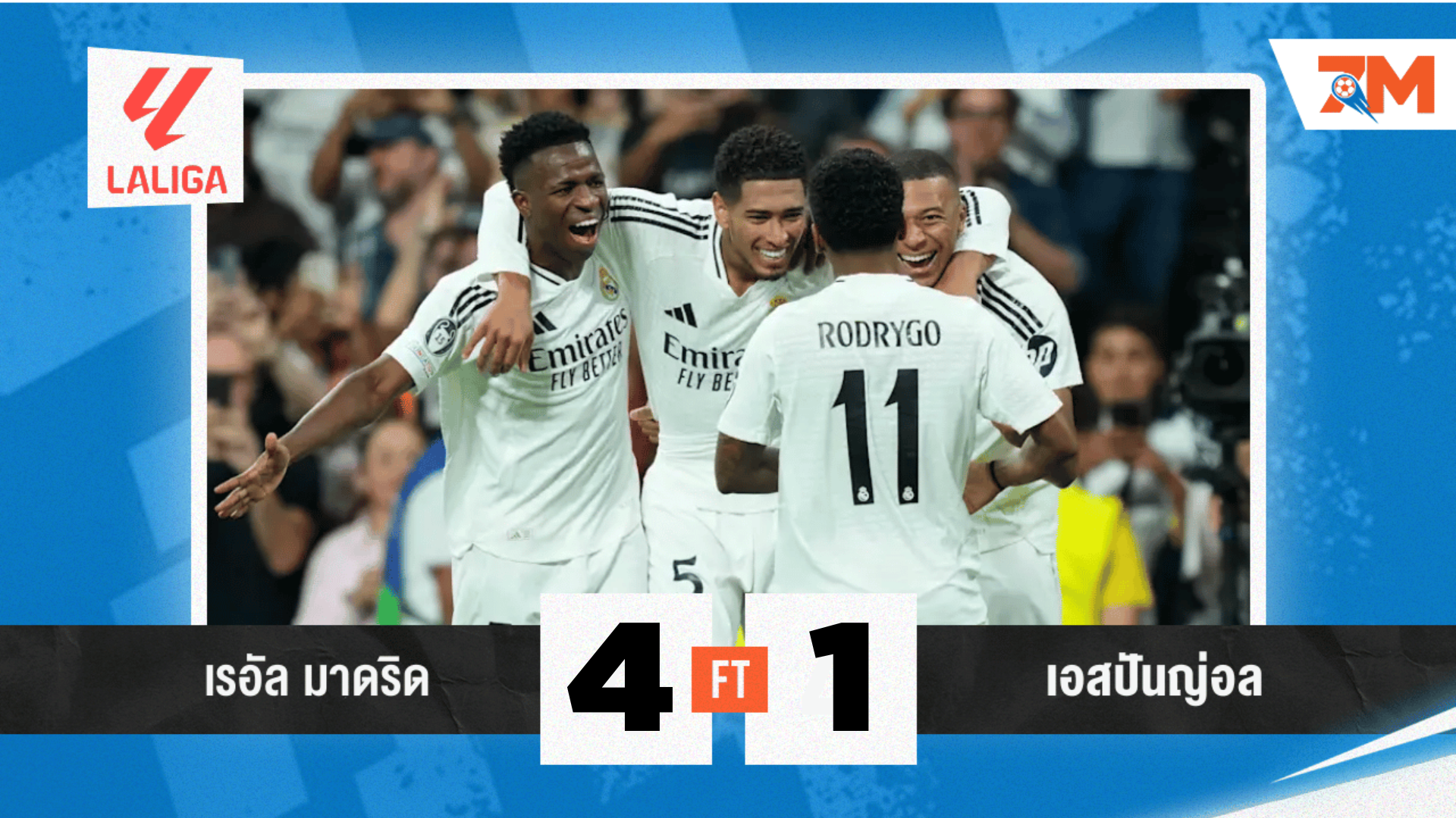 ผลบอลวันนี้ เรอัล มาดริด ไล่อัด เอสปันญ่อล 4-1