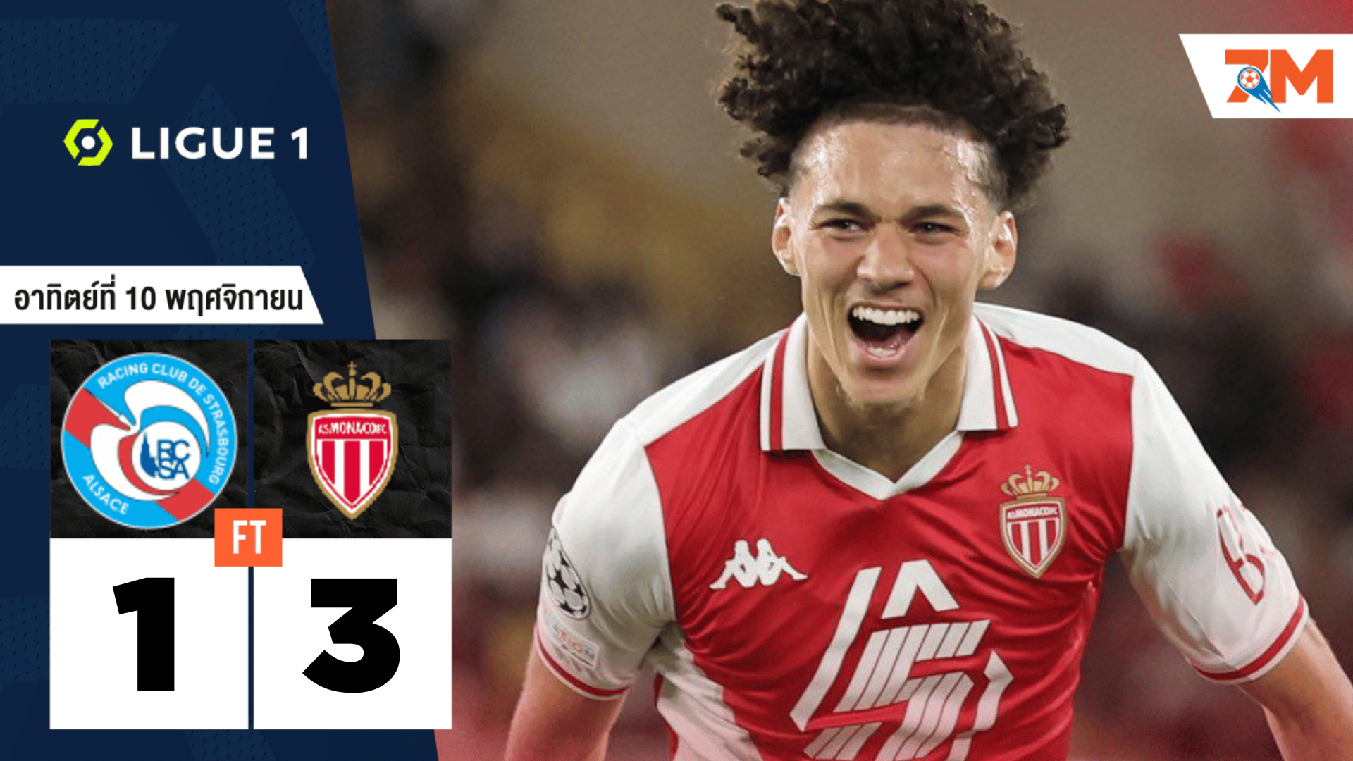 ผลบอลวันนี้ โมนาโก ยิงดับ สตารส์บูร์ก 3-1
