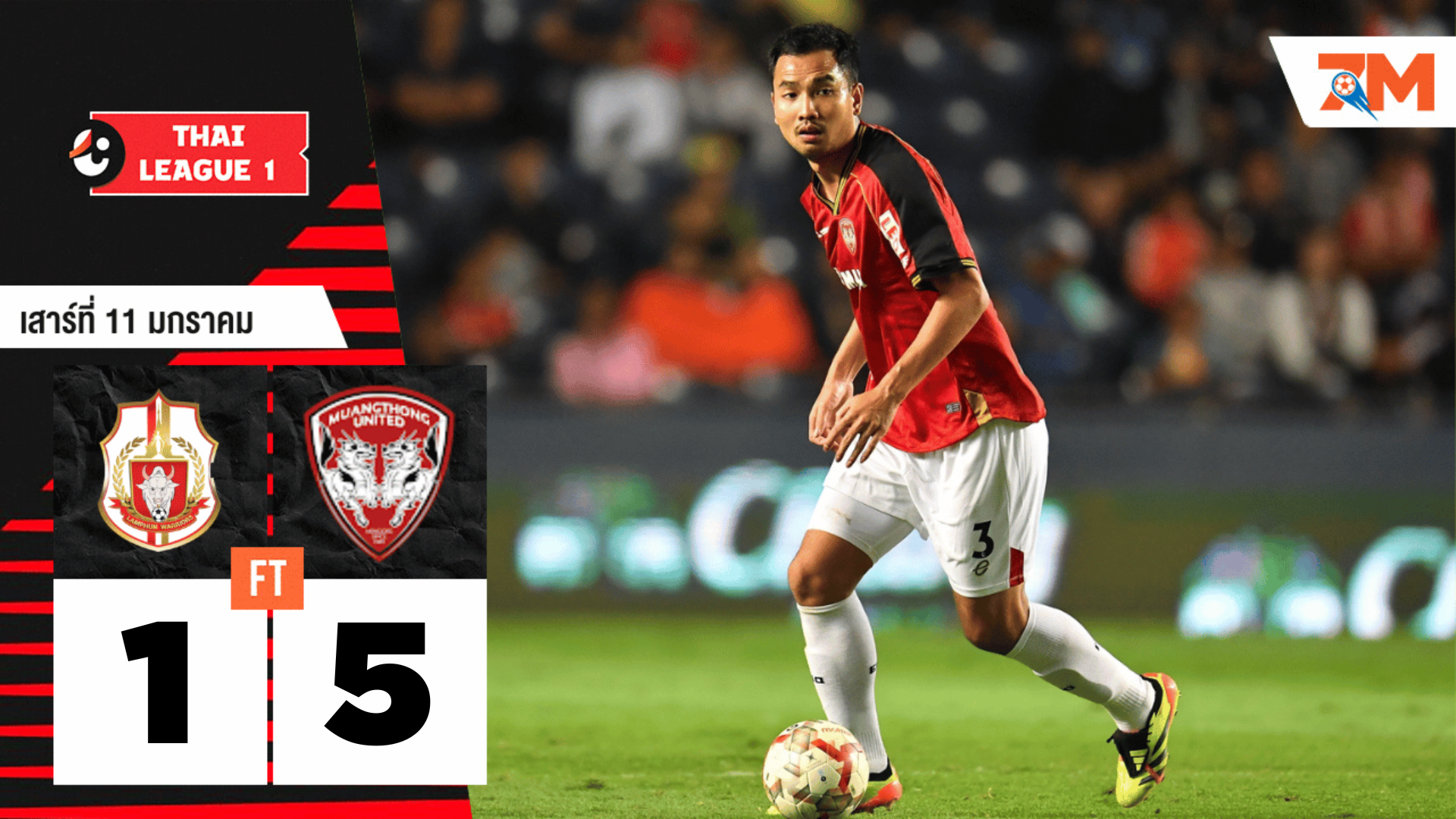ผลบอลวันนี้ เมืองทอง ยูไนเต็ด ไล่บี้ ลำพูน วอร์ริเออร์ 5-1