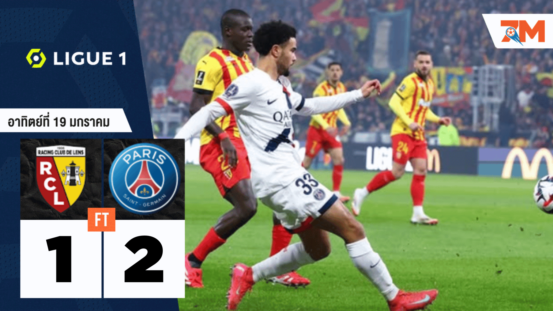 ผลบอลวันนี้ ปารีส แซงต์ แชร์กแมง พลิกเอาชนะ ล็องส์ ได้สำเร็จด้วยสกอร์ 2-1