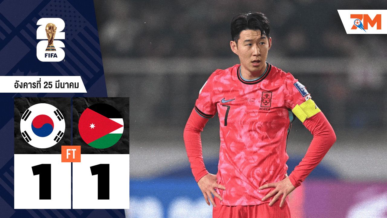 ผลบอลวันนี้ จอร์แดน ตามเสมอ เกาหลีใต้ 1-1