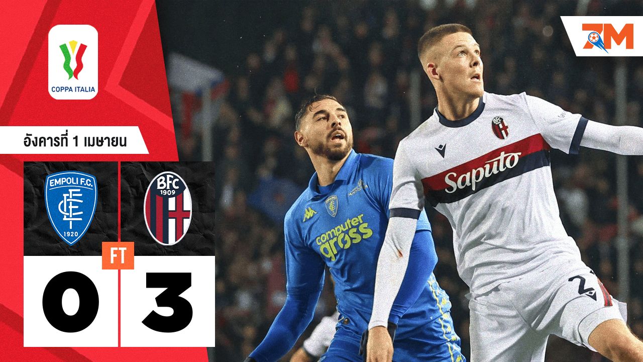ผลบอลวันนี้ โบโลญญ่า ถล่ม เอ็มโปลี 3-0