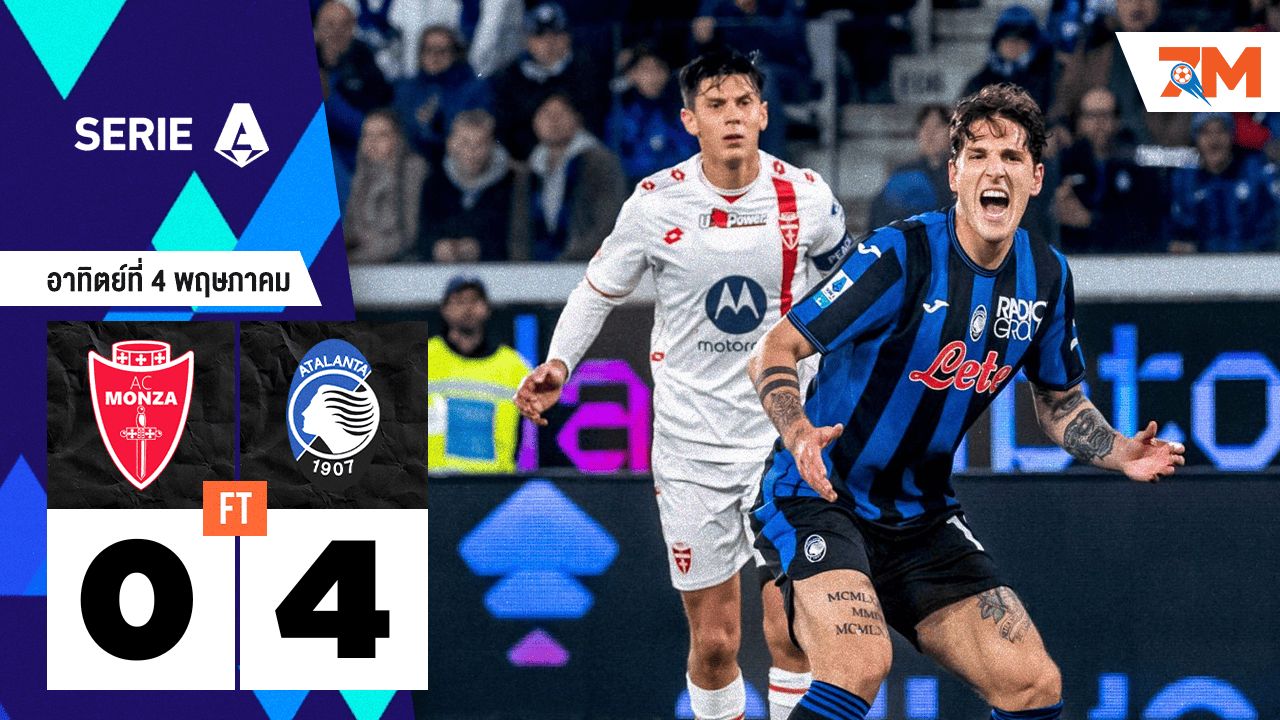 ผลบอลวันนี้ อตาลันต้า ถล่ม มอนซ่า 1912 ไป 4-0