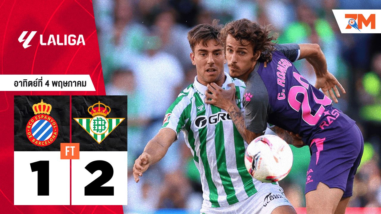ผลบอลวันนี้ เรอัล เบติส เอาชนะ เอสปันญ่อล 2-1