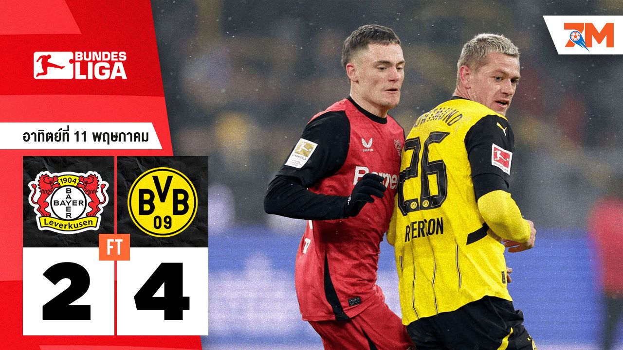 ผลบอลวันนี้ โบรุสเซีย ดอร์ทมุนด์ เอาชนะ ไบเออร์ เลเวอร์คูเซิน 4-2