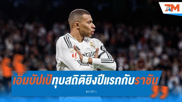 เอ็มบัปเป้ซัดแฮตทริก ทุบสถิติยิงปีแรกกับราชัน
