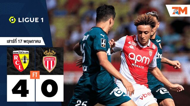 ผลบอลวันนี้ ล็องส์ บดขยี้ โมนาโก ที่เหลือ 10 คน 4-0