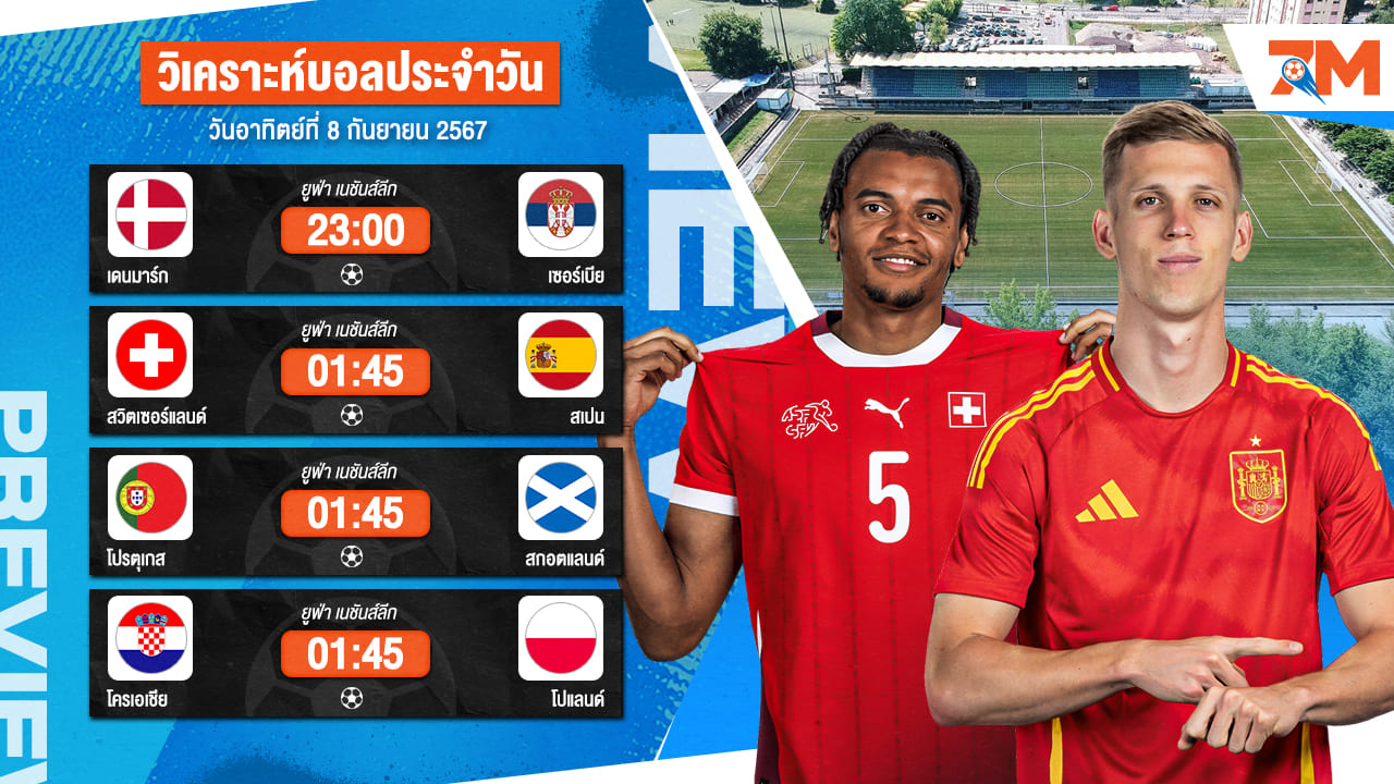 วิเคราะห์บอล เจาะลึกทุกคู่เด็ด วิเคราะห์บอลสดวันอาทิตย์ที่ 8 กันยายน 2567 | ball7m