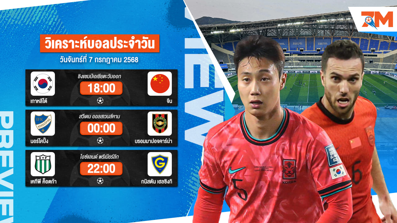 ทีเด็ดบอลวันนี้ 7 ก.ค. 2568 วิเคราะห์บอลแม่นๆ เข้าเต็มทุกวัน | Ball7m