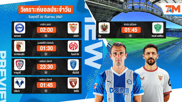 วิเคราะห์บอล เจาะลึกทุกคู่เด็ด วิเคราะห์บอลสดวันศุกร์ที่ 20 กันยายน 2567 | ball7m