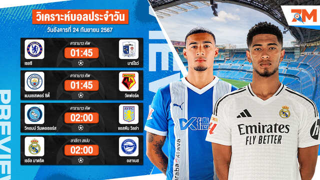 วิเคราะห์บอล เจาะลึกทุกคู่เด็ด วิเคราะห์บอลสดวันอังคารที่ 24 กันยายน 2567 | ball7m