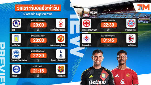 วิเคราะห์บอล เจาะลึกทุกคู่เด็ด วิเคราะห์บอลสดวันอาทิตย์ที่ 6 ตุลาคม 2567 | ball7m