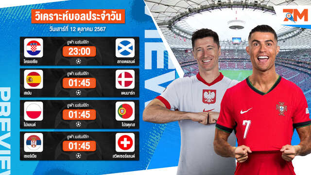 วิเคราะห์บอล เจาะลึกทุกคู่เด็ด วิเคราะห์บอลสดวันเสาร์ที่ 12 ตุลาคม 2567 | ball7m