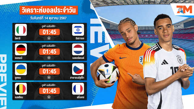 วิเคราะห์บอล เจาะลึกทุกคู่เด็ด วิเคราะห์บอลสดวันจันทร์ที่ 14 ตุลาคม 2567 | ball7m