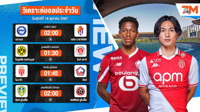วิเคราะห์บอล เจาะลึกทุกคู่เด็ด วิเคราะห์บอลสดวันศุกร์ที่ 18 ตุลาคม 2567 | ball7m