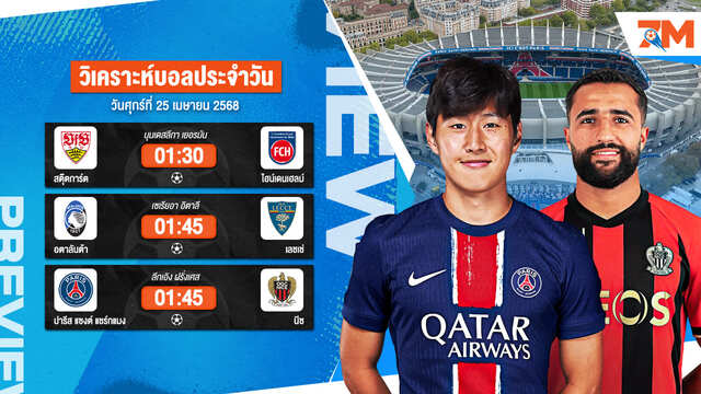 วิเคราะห์บอลวันนี้ ทีเด็ดบอล วันศุกร์ที่ 25 เมษายน 2568 By Ball7m
